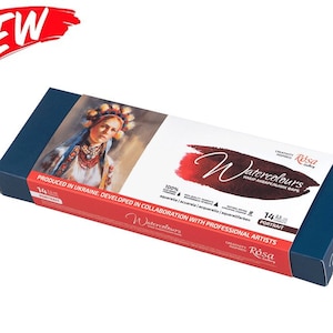 Conjunto de acuarela ROSA PORTRAIT Nuevas acuarelas profesionales 2,5 ml Bandejas completas en caja de metal 14 colores Conjunto de pintura de acuarela UCRANIA Acuarelas