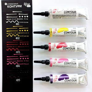 ROSA Talent 101-105 acrylic Cerne Relief OUTLINER for VITRAIL diy project 20ml Paints Glass art and Decor on Ceramic Plastic Metal Fabric
