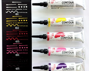 ROSA Talent 101-105 acrílico Cerne Relief OUTLINER para proyecto de bricolaje VITRAIL 20ml Pinturas Arte en vidrio y decoración sobre cerámica Plástico Metal Tela