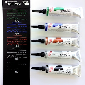 ROSA Talent 106-110 acrylic Cerne Relief OUTLINER for VITRAIL diy project 20ml Paints Glass art and Decor on Ceramic Plastic Metal Fabric