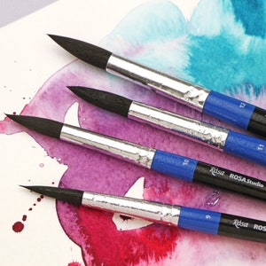 水彩絵の具 リス 丸型ブラシ アーティストが自分で作るブラシセット ウクライナ製 極細 高品質 Rosa Studio