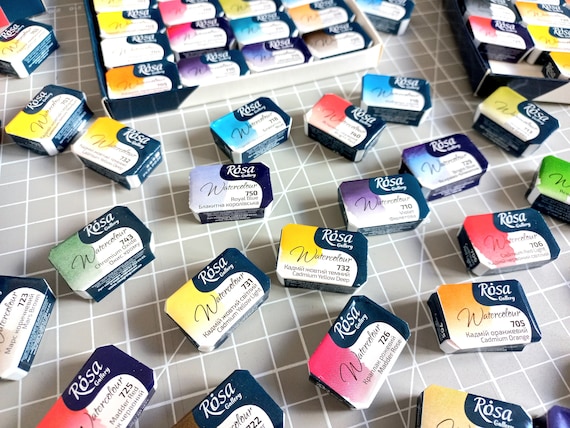 WATERCOLOR Cuvettes Watercolor art paint full pans 2,5 ml artist paints selection make your set ROSA made in UKRAINE high quality