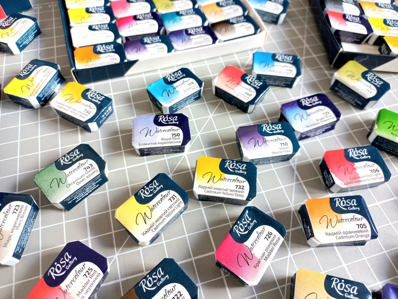 WATERCOLOR Cuvettes Watercolor art paint full pans 2,5 ml artist paints selection make your set ROSA made in UKRAINE high quality image 1