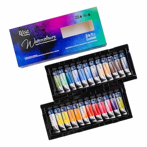NUEVO SET DE ACUARELA 2024 ROSA Gallery Acuarelas profesionales Tubos de 10 ml Set de 24 colores de pintura de acuarela fabricado en Ucrania de alta calidad