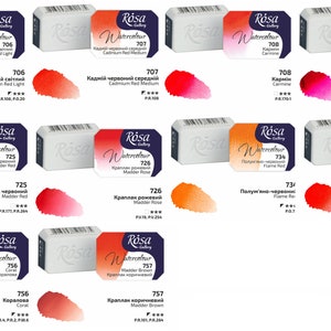 WATERCOLOR Cuvettes Watercolor art paint full pans 2,5 ml artist paints selection make your set ROSA made in UKRAINE high quality image 5