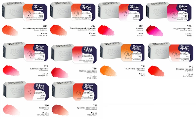 WATERCOLOR Cuvettes Watercolor art paint full pans 2,5 ml artist paints selection make your set ROSA made in UKRAINE high quality image 5