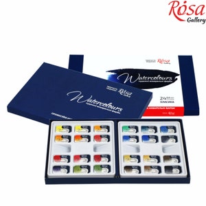 Aquarell Set ROSA GALLERY Aquarellfarben 2,5 ml Volle Pfannen 24 Farben im Karton Aquarell Farben Set UKRAINE Aquarellfarben