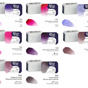 WATERCOLOR Cuvettes Watercolor art paint full pans 2,5 ml artist paints selection make your set ROSA made in UKRAINE high quality image 9
