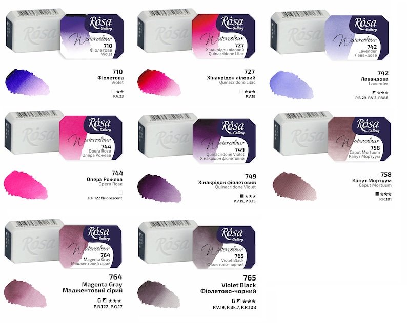 WATERCOLOR Cuvettes Watercolor art paint full pans 2,5 ml artist paints selection make your set ROSA made in UKRAINE high quality image 9