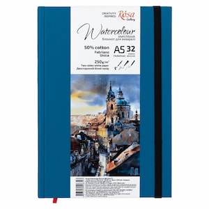 Cahier de croquis en papier AQUARELLE, A5 5,8х8,3 pouces, 32 feuilles, 250 g/m², 50 % coton, peintures aquarelles à grain fin, fournitures d'art, idéales pour la galerie Rosa