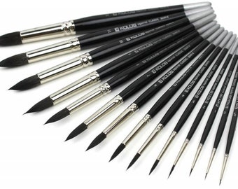 WATERCOLOR paint SQUIRREL round BRUSH artist make own set brushes extra fine high quality Kolos Ukraine Hair for Watercolor, Gouache, Ink