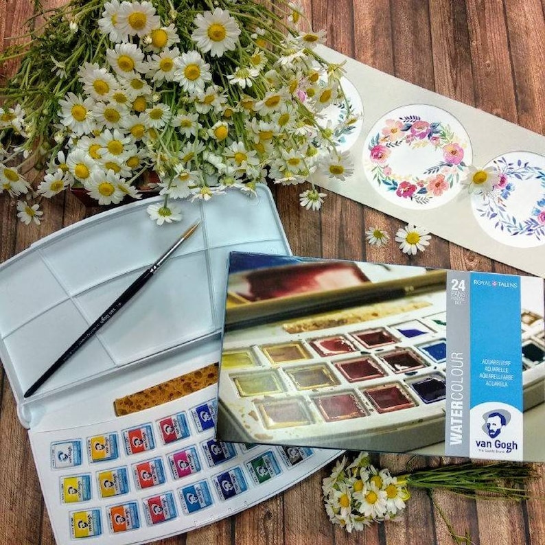 Watercolor Set VAN GOGH Professional Watercolors Half Pans 24 Etsy