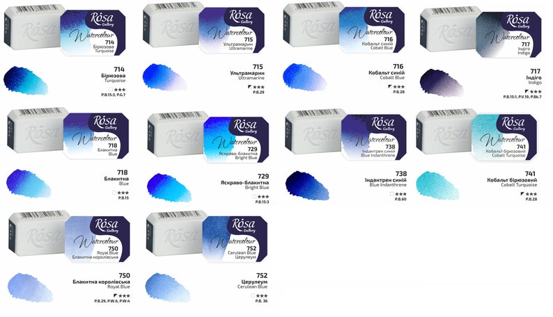 WATERCOLOR Cuvettes Watercolor art paint full pans 2,5 ml artist paints selection make your set ROSA made in UKRAINE high quality image 8