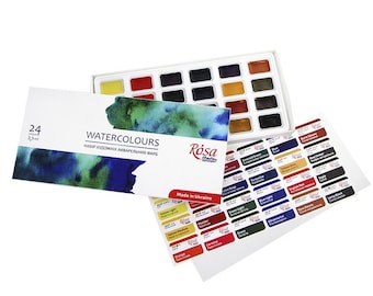 Watercolor Set STUDIO Watercolors 2.5 ml Full Pans 24 Colors Watercolor Rosa Studio Paint Set UKRAINE Watercolors