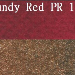 May include: Two paint swatches, one burgundy red labeled "781 Burgundy Red PR 177" and one bronze labeled "802 Bronze".