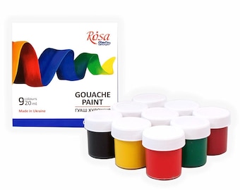 GOUACHE paint SET artist paints 9 x 20ml extra fine high quality UKRAINE Rosa Studio perfect combined with Watercolor and Acrylic paints