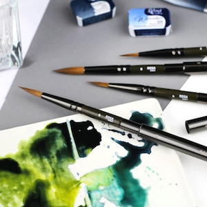 WATERCOLOR paint sable round travel BRUSH artist make own set brushes made in UKRAINE extra fine high quality Rosa Ocean