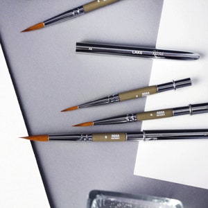 WATERCOLOR paint mix synthetic and sable round travel BRUSH artist make own set brushes made in UKRAINE extra fine high quality Rosa Lake