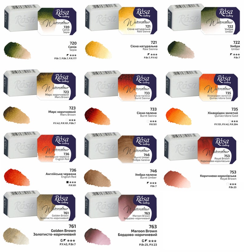 WATERCOLOR Cuvettes Watercolor art paint full pans 2,5 ml artist paints selection make your set ROSA made in UKRAINE high quality image 4