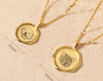 Custom Pet Portrait Necklace - Pet Memorial Necklace Gift - Engraved Dog Cat Photo Necklace - Pet Lover Gifts for Her - Pet Memorial Jewelry