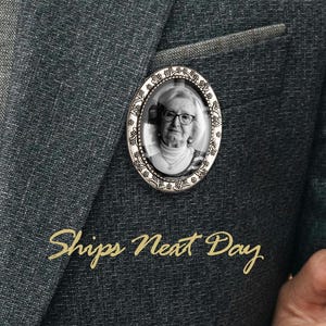 Custom Photo Charm Pin - Wedding Keepsake for Groom Gift - Custom Photo Boutonniere Lapel Pin - Memorial Remembrance Wedding Gifts for Groom
