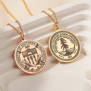 Graduation Necklace - Custom College Logo Necklace - College Graduation Gifts - Personalized Graduation Gift - Memorial Gift-Signet Necklace