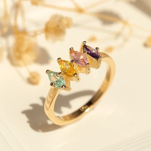Birthstone Ring - Family Birthstone Ring - Mother&#39;s Ring - Gold Birthstone Ring - Birthstone Gifts - Personalized Ring for Women