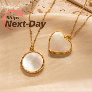 Pearl Locket Necklace - Photo Locket - Heart Locket Picture Necklace - Memorial Gift - Mom Gift - Friendship Necklace - Photo Gift for Her