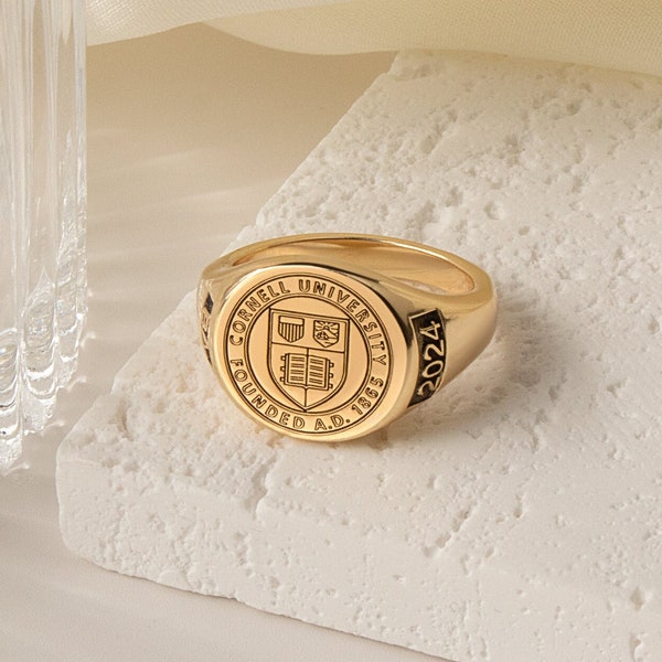 Signet Ring - Custom Signet Ring Men - College Class Ring - Hight School Class Ring - Engraved Ring - Personalized Graduation Ring Gifts