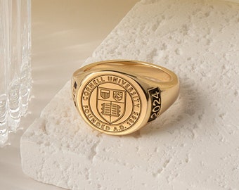 Signet Ring - Custom Signet Ring Men - College Class Ring - Hight School Class Ring - Engraved Ring - Personalized Graduation Ring Gifts