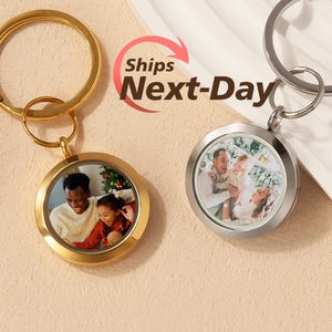 Dad Keychain - Photo Locket Keychain - Custom Keychain for Him - Christmas Gifts - Memorial Photo Keychain men - Gift for Dad Husband