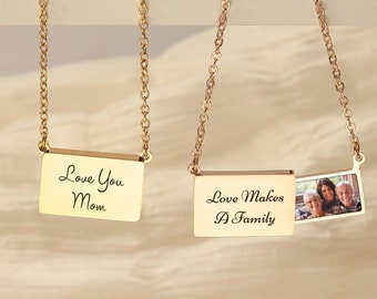 Locket Necklaces With Photo - Family Photo Necklace - Mothers Necklace - Engraved Locket Necklace - Photo Gifts for Mom - Mothers Day Gifts