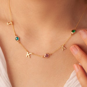 Initial Birthstone Necklace - Personalized Necklace - Name Intial Necklace - Custom Letter Necklace - Birthday Gifts - Necklace for Women
