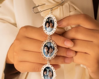 Personalized Bridal Bouquet Charm - Wedding Memorial Keepsake Gift - Memory Remembrance Pin - Custom Photo Pin - Bridal Gifts Idea