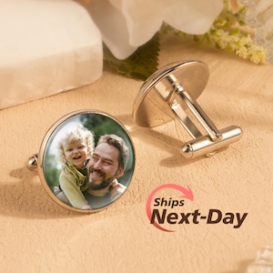 Custom Photo Cufflinks - Personalized Memorial Photo Cuff Links For Men - Wedding Cufflinks - Father of the Bride Cufflinks - Gifts For Dad
