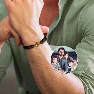 Custom Photo Projection Bracelet - Handmade Braided Photo Bracelet - Memorial Photo Bracelet Men - Personalized Gift for Dad Husband