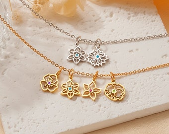 Mom Christmas Gift - Personalized Birth Flower Necklace - Month Flower Charm Necklace - Mom Necklace - Family Gift for Mom -Bouquet Necklace