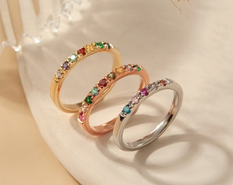 Family Birthstone Ring for Mom - Mothers Ring - Personalized Birthstone Jewelry - Birthstone Stackable Ring - Birthstone Gifts for Mom
