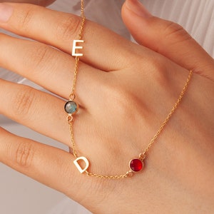 Initial Birthstone Necklace - Personalized Necklace - Letter Necklace - Birthstone Necklace - Mom Necklace - Personalized Gift for her