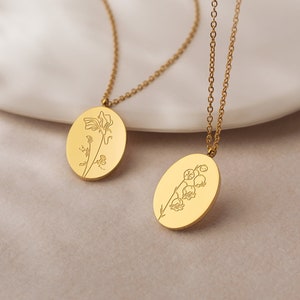 Tiny Birth Flower Necklace - Gold Floral Necklace - Birth Month Flower Pendant - Birthflower Necklace - Birthday Gift - Dainty Mom Necklace