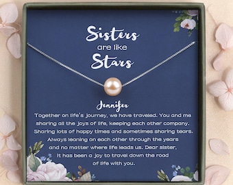 Sister Gift - Pearl Necklace - Gift for Sister - Personalized Sister Necklace - Sister Birthday Gift Idea - Personalized Sister Gifts