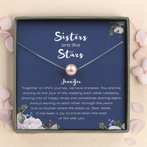 Sister Gift - Pearl Necklace - Gift for Sister - Personalized Sister Necklace - Sister Birthday Gift Idea - SisterJewelry Gift for Sister