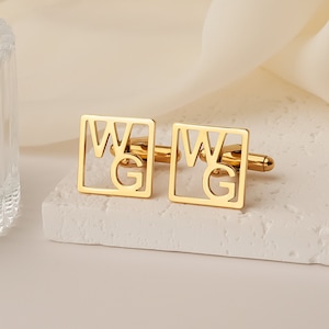 Custom Initial Cufflinks - Personalized Cufflink - Gold Cuff Links - Anniversary Gift For Husband - Personalized Dad Gift - Birthday Gift