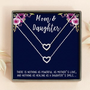 Mother Daughter Gifts - Personalized Necklace Set for Mom and Daughter - Custom  Mothers Gift From Daughter - Custom Necklace Gift Box