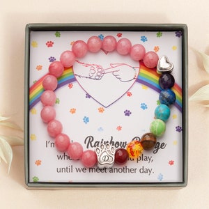 Rainbow Bridge Dog Bracelet Loss of Dog Cat Memorial Jewelry Pet Memorial Name Bracelet Pet Sympathy Gift Custom Bone Bracelet image 2