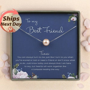 Custom Best Friend Gift - Friendship Necklace - Soul Sister Necklace - Personalized Gift for Best Friend - Pearl Necklace - BFF Necklace