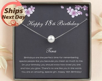 18th Birthday Gifts for Girls - Sterling Silver Pearl Necklace For Daughter | Niece | Sister| Best Friend - Jewelry Gift Idea 18th Birthday