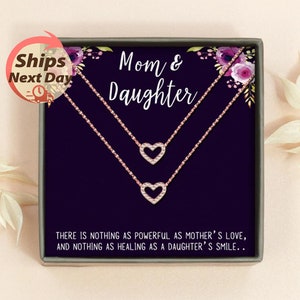 Custom Mother Daughter Gift - Mom Daughter Heart Necklace Set - Mom Birthday Gift From Daughter - Mother Daughter Necklace - Mom Necklace