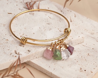 Raw Crystal Bracelet - Custom Birthstone Bracelet - Birthstone Bracelet for Women - Summer Jewelry - Personalized Birthday Gifts for Her