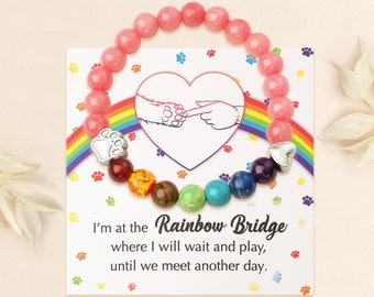 Rainbow Bridge Dog Bracelet - Loss of Dog Cat Memorial Jewelry - Pet Memorial Name Bracelet - Pet Sympathy Gift - Custom Bone Bracelet